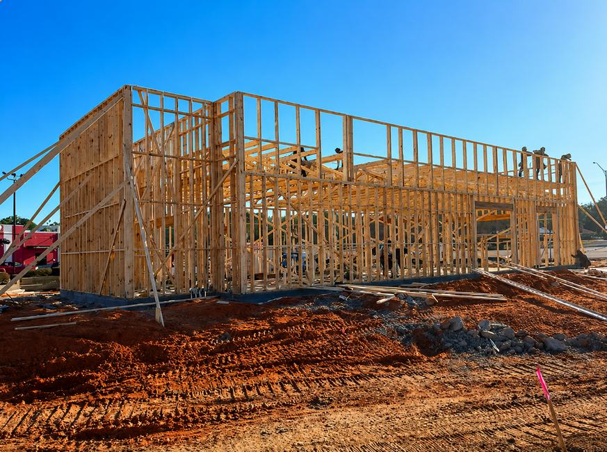 Wood framing of a new restaurant by SanMar